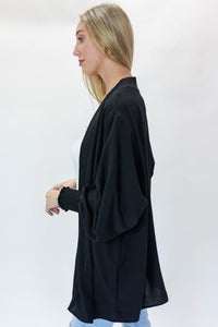 Breezy Nights Smocked Cardigan In Black