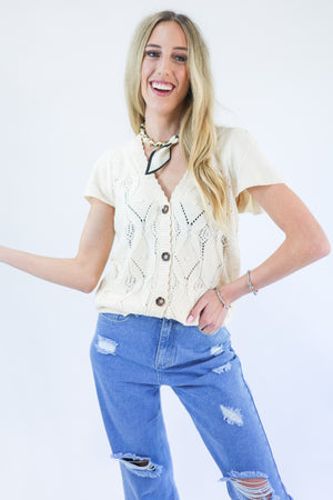 Seaside Memories Knit Top In Ivory