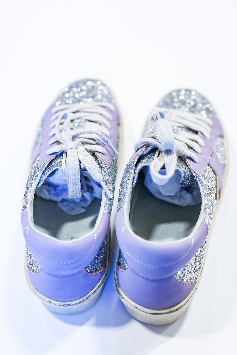 The Pixie Sneaker In Silver Sparkle