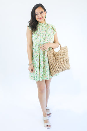 Favorite Babe Floral Dress In Honeydew