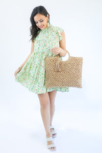 Favorite Babe Floral Dress In Honeydew