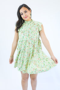 Favorite Babe Floral Dress In Honeydew