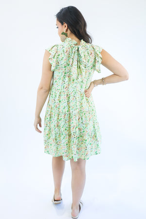 Favorite Babe Floral Dress In Honeydew