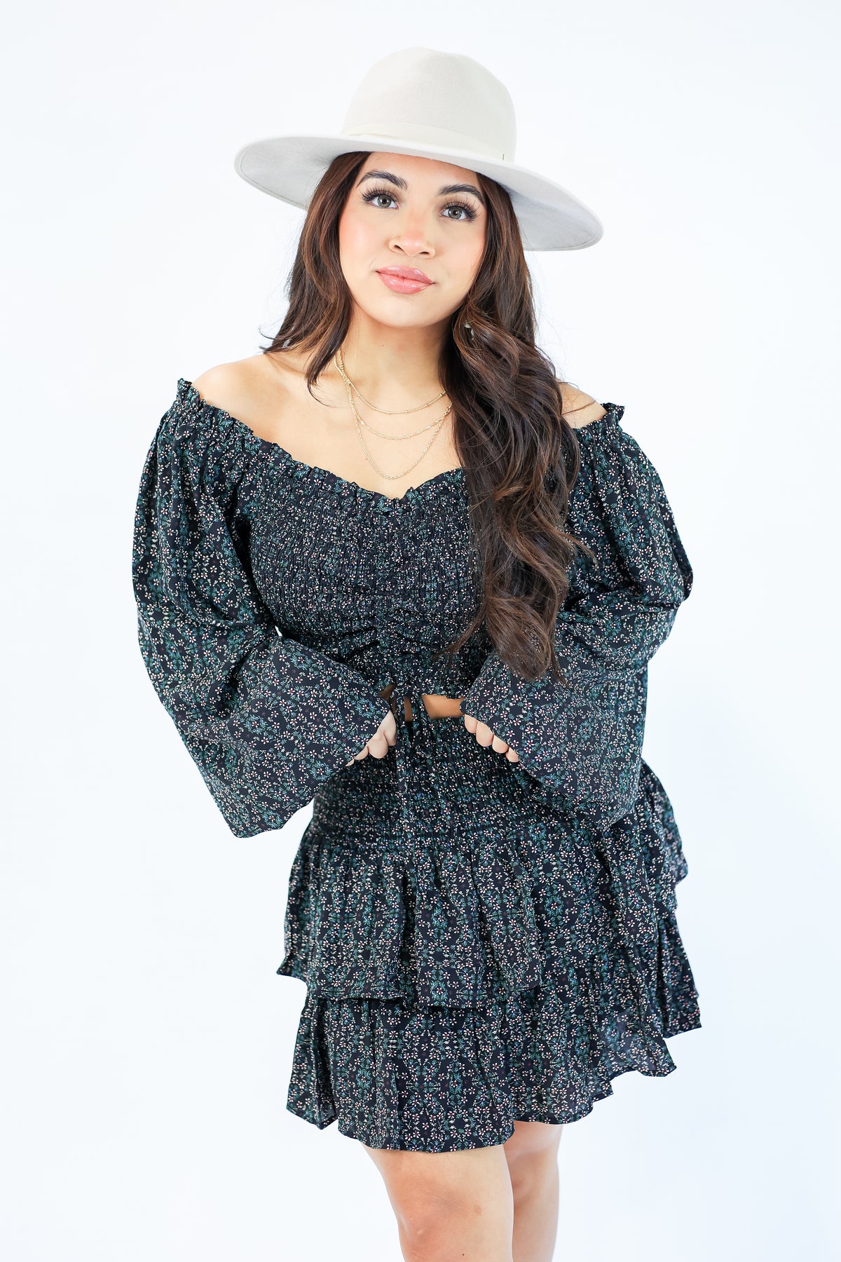 Journey Of Love Floral Top In Black