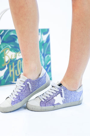 The Paula Sneaker in Purple Sparkle