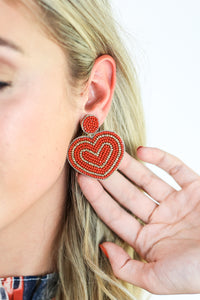 Heart Throb Earrings In Red