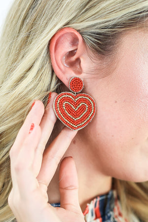 Heart Throb Earrings In Red