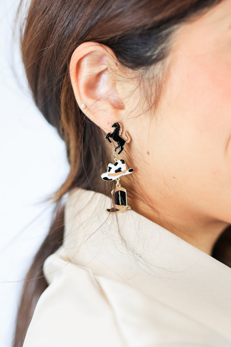 Save A Horse Earrings In Black