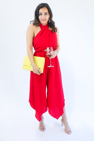 Fabulous Summer Nights Jumpsuit In Red