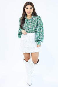 Rodeo Queen Paisley Top In Green