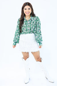 Rodeo Queen Paisley Top In Green