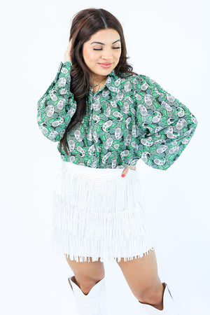 Rodeo Queen Paisley Top In Green