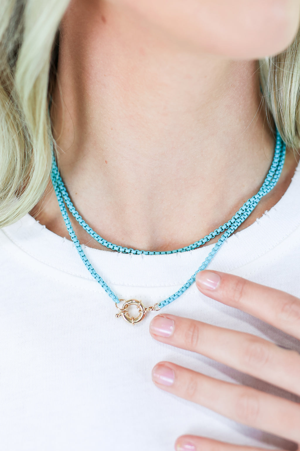 Fierce Move Link Necklace In Teal