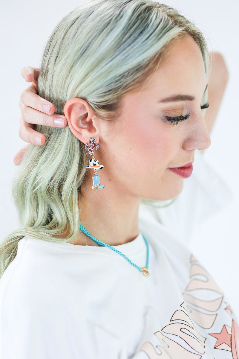 Save A Horse Earrings In Turquoise