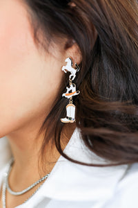 Save A Horse Earrings In White