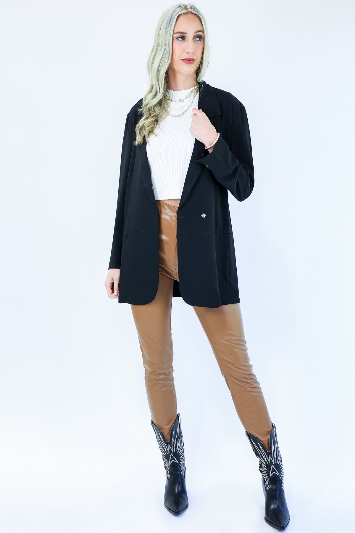 Romantic Story Tunic Blazer In Black