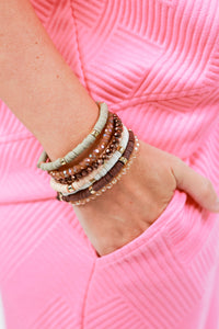 Beauty Babe Beaded Bracelet Stack In Neutral