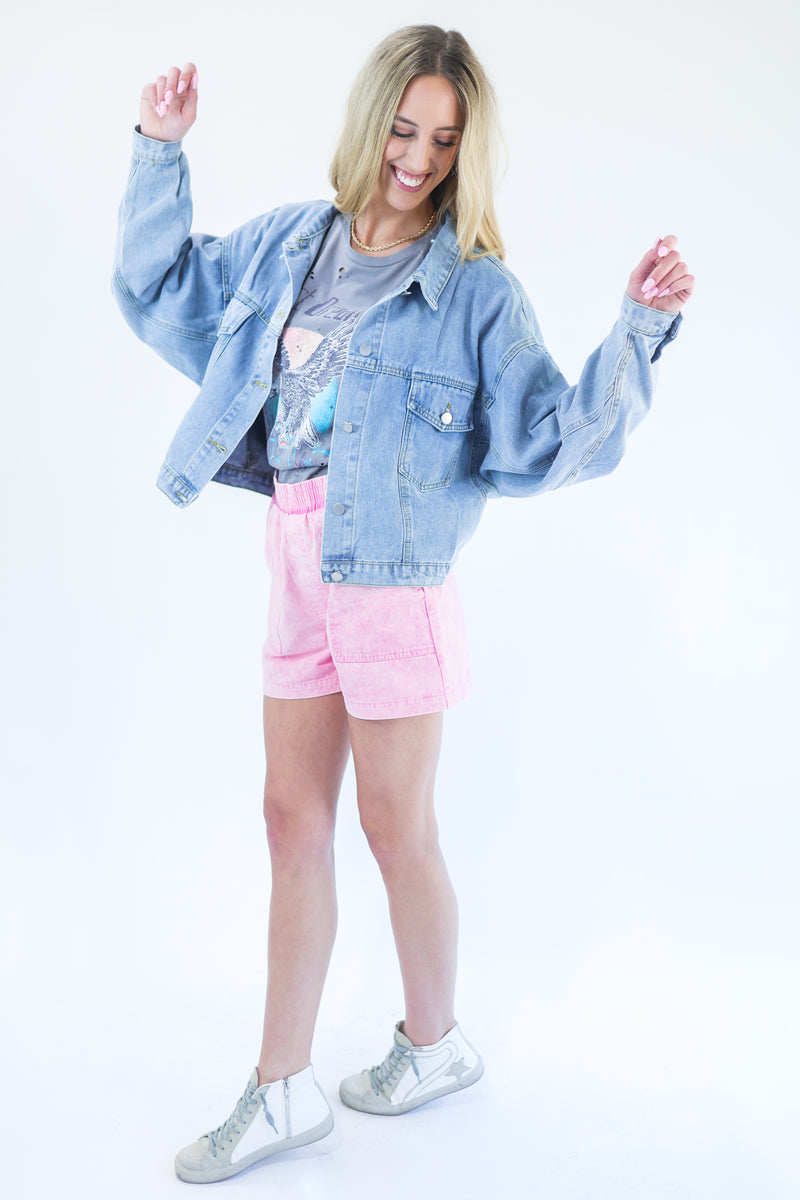 Ready Or Not Denim Shorts In Pink