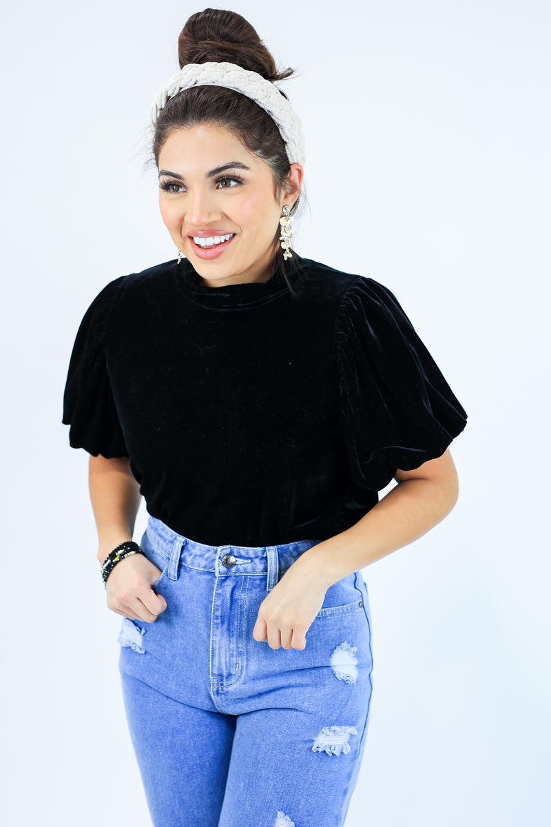 One To Lose Velvet Top In Black