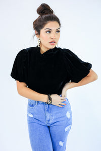 One To Lose Velvet Top In Black