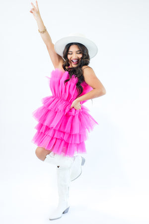 Southern Diva Tulle Dress In Pink