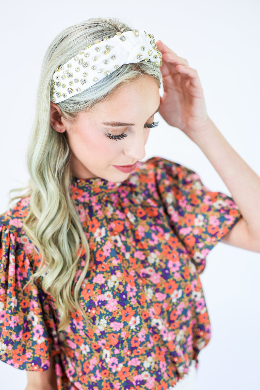 Trend Alert Rhinestone Headband In White