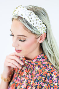 Trend Alert Rhinestone Headband In White