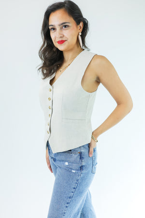 Everyday Gossip Tank Vest In Oatmeal