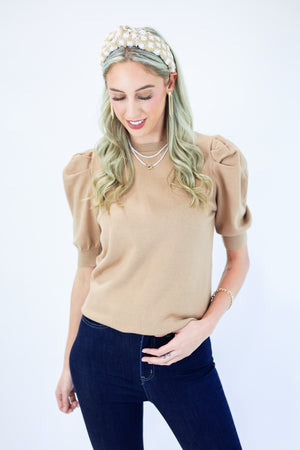 Classically Fabulous Knit Top In Taupe