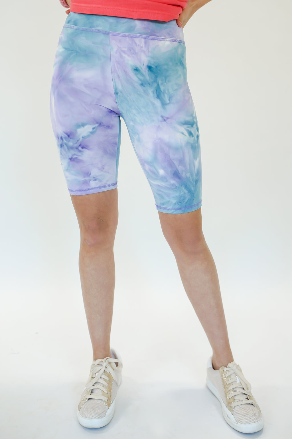 Summer Vibes Bike Shorts In Aqua Purple