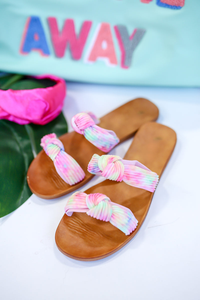 The Ashley Watercolor Sandals In Pink