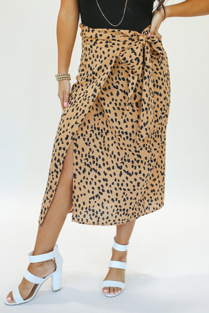 Take Me To Paris Spotted Midi Skirt