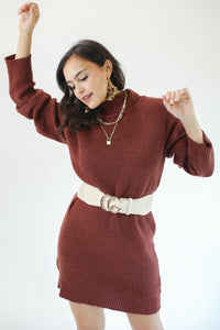 Cinnamon Spice Sweater Dress In Chocolate