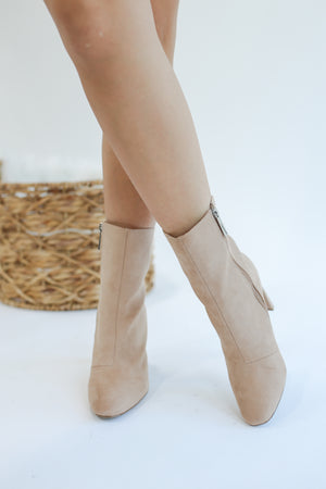 The Gabby Bootie In Warm Taupe