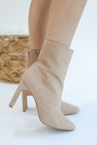 The Gabby Bootie In Warm Taupe