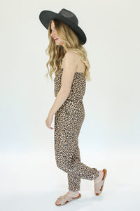 LA Bound Strapless Cheetah Jumpsuit