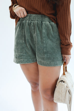 Autumn Days Corduroy Shorts In Olive