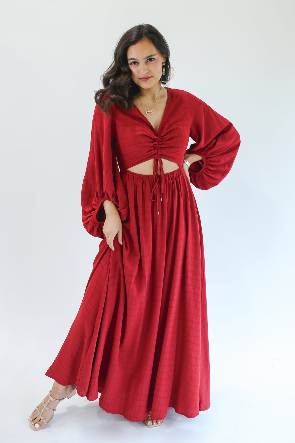 Grand Entrance Maxi Dress In Cranberry