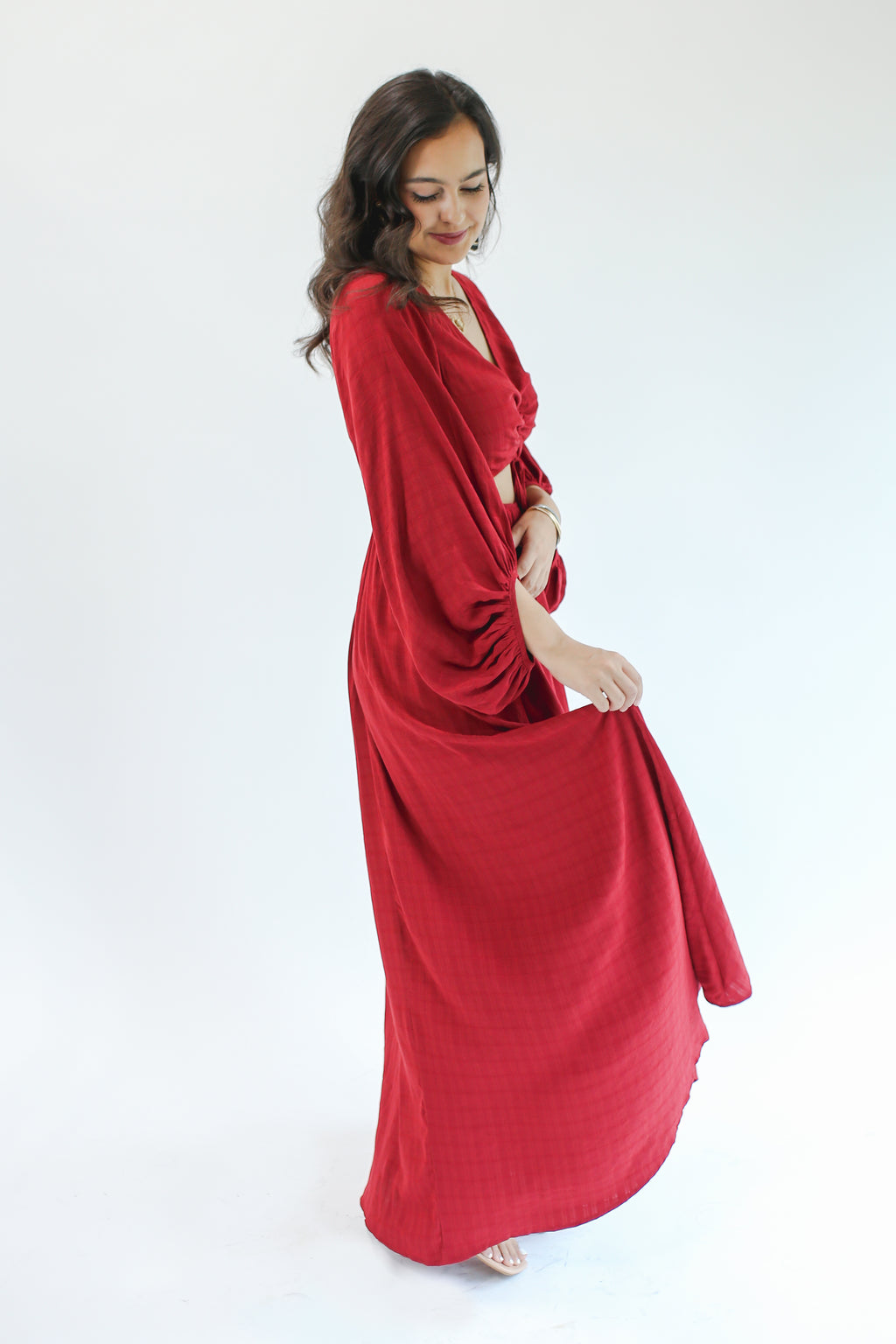 Grand Entrance Maxi Dress In Cranberry