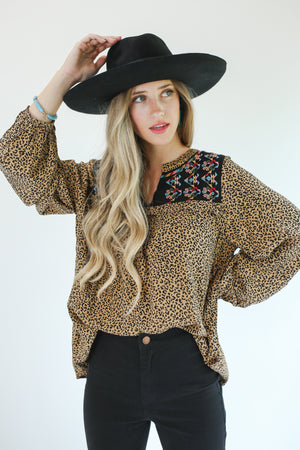 Effortless Beauty Leopard Embroidered Top