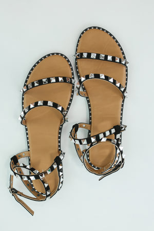 The Emily Studded Sandals In Black