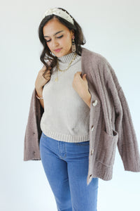 Snuggle Up Cardigan In Mocha