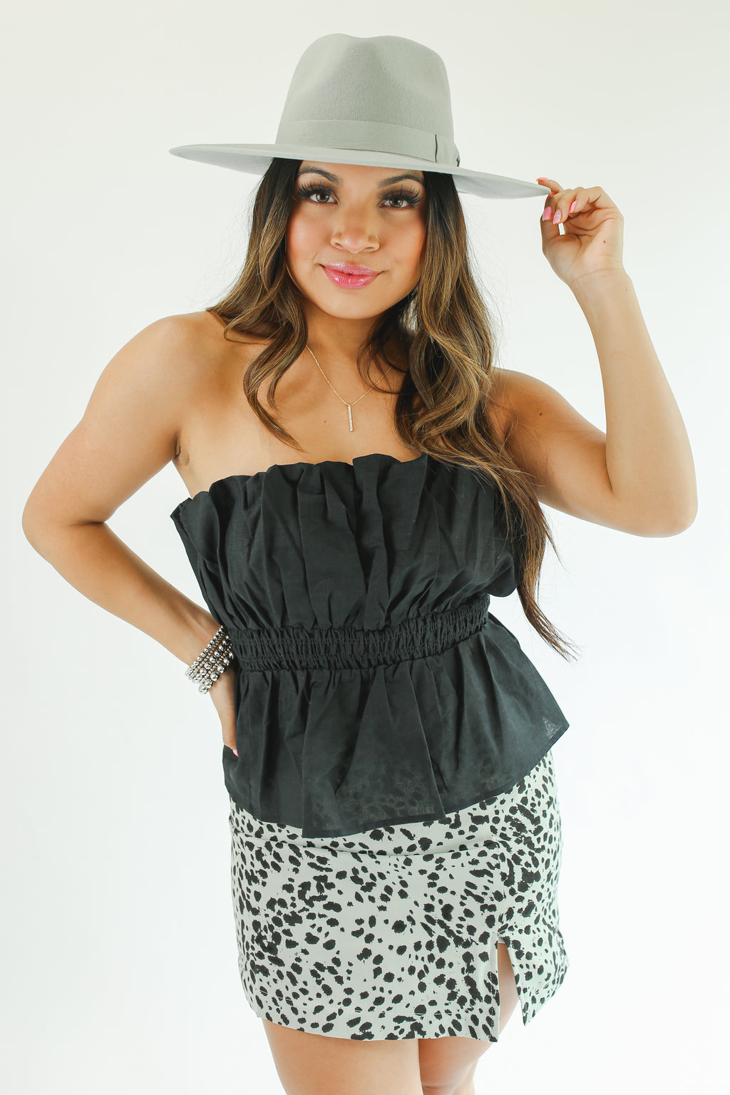 Sweet Bliss Smocked Tube Top In Black