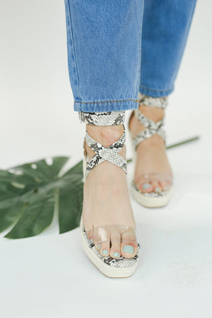 The Kayla Lace Up Snake Wedge