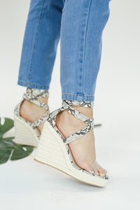 The Kayla Lace Up Snake Wedge