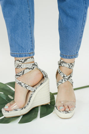 The Kayla Lace Up Snake Wedge