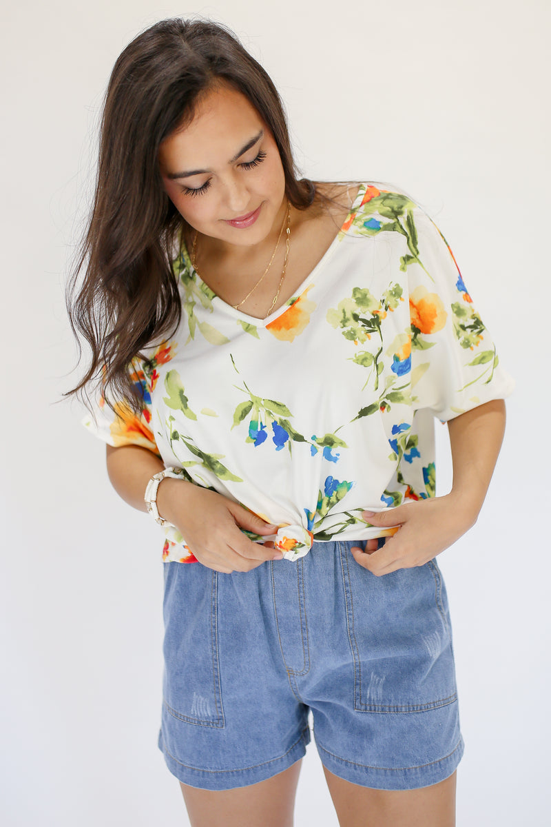 Hooked On Floral Tee in White