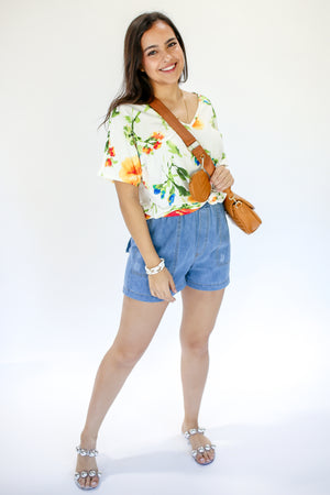 Hooked On Floral Tee in White