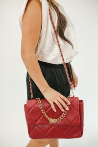 The Blair Quilted Handbag In Cranberry