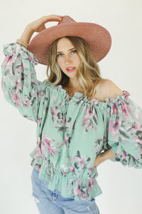 Kiss Me Floral Top In Sage